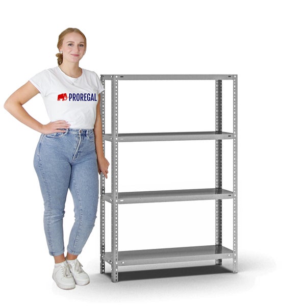 PROREGAL Fachbodenregal Schraubsystem Heavy-Duty Grundregal HxBxT 150 x 100 x 30 cm 4 Ebenen Fachlast 350 kg Beidseitig Nutzbar Verzinkt