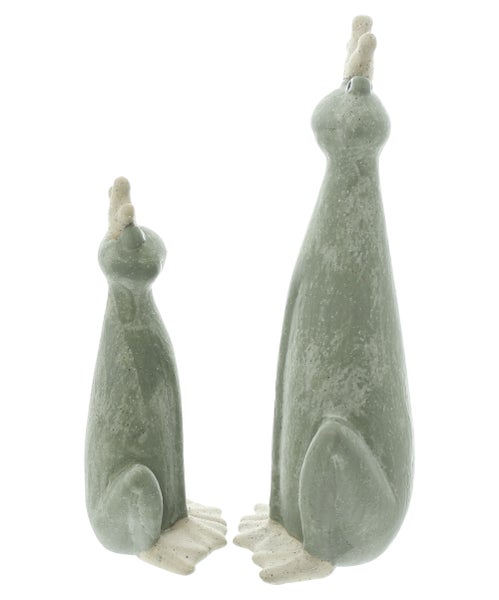 FRANK FLECHTWAREN | Figur Froschkönig, 2er Set, TERRACOTTA, 8,5 x 7 x 19 cm, 11 x 9 x 26,5 cm