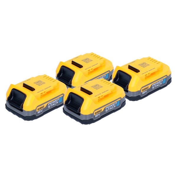 Vier DeWalt 18 Volt Powerstack Akkus