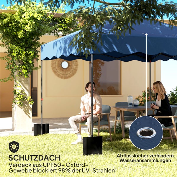 Outsunny Pavillon ca.3x3m, wasserabweisend Stabil Winterfest Pop-up Faltpavillon mit UV Schutz 50+, Faltbar Partyzelt Gartenzelt mit Rolltasche, Gartenpavillon für Camping Garten, Dunkelblau