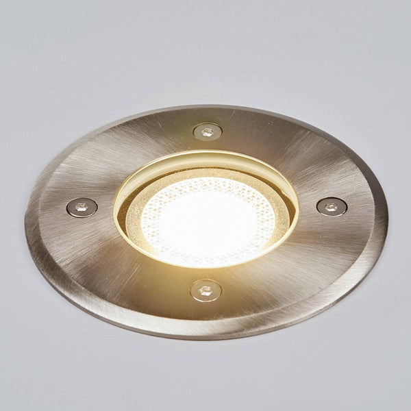 Lindby Bodeneinbaustrahler Insa (wasserdicht (Modern) in Alu aus Edelstahl (1 flammig, GU10) - Bodeneinbauleuchte außen