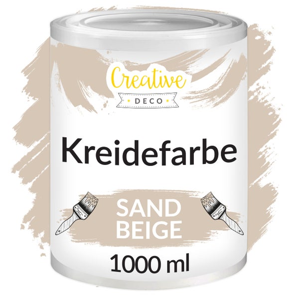 Creative Deco Logo, Kreidefarbe im Farbton Sand Beige, 1000 Milliliter Dose.