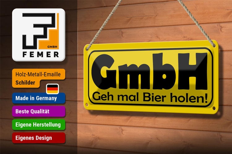 Blechschild Spruch 27x10cm GmbH Geh mal Bier holen Dekoration
