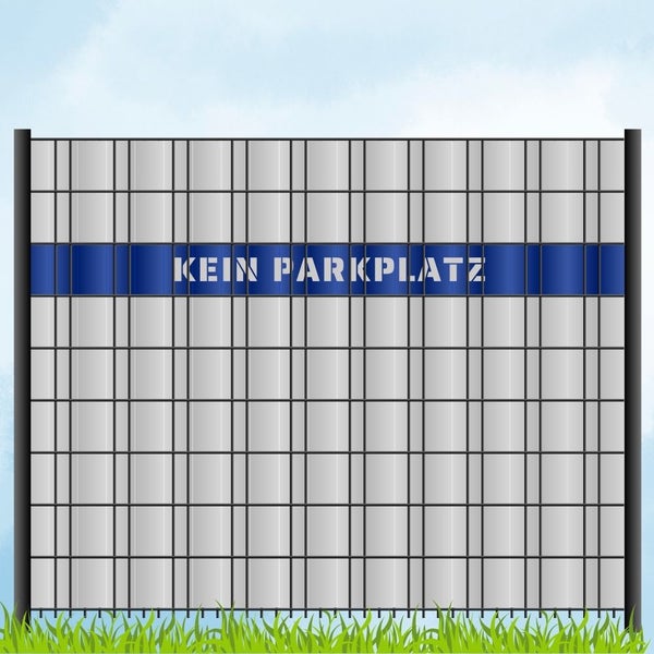 Dekorative Sichtschutzwand mit dem Text Kein Parkplatz