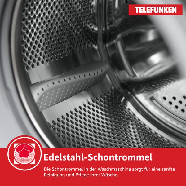Telefunken Waschmaschine 5kg 1000 U/Min. Frontlader Schontrommel Überlaufschutz 15 Programme W-01-52-DI inox