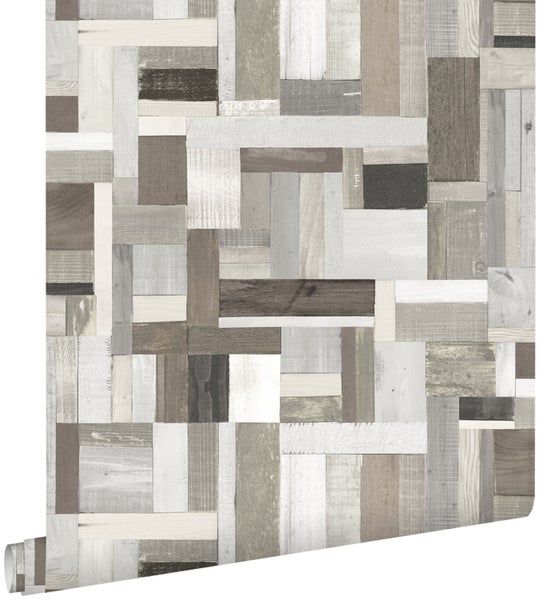 ESTAhome Tapete Holz-Optik Beige und Taupe - 53 cm x 10.05 m - 138513