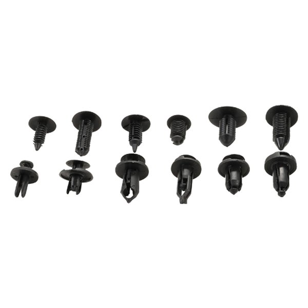 Diverse schwarze Kunststoffnieten