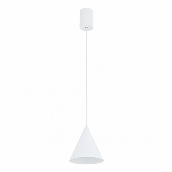 Moderne Pendelleuchte mit kegelförmigem Lampenschirm an einem schlanken Kabel für die Deckenmontage
