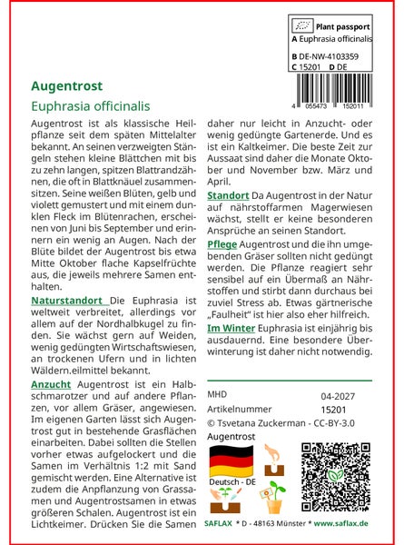 SAFLAX  - Augentrost - Euphrasia officinalis - 200 Samen