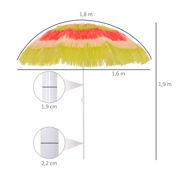 Outsunny Sonnenschirm Strand Ø160cm windfest stabil Strandschirm höhenverstellbar und neigbar Balkon-Schirm faltbarer Gartenschirm für Reisen, Strand, Balkon Mehrfarbig