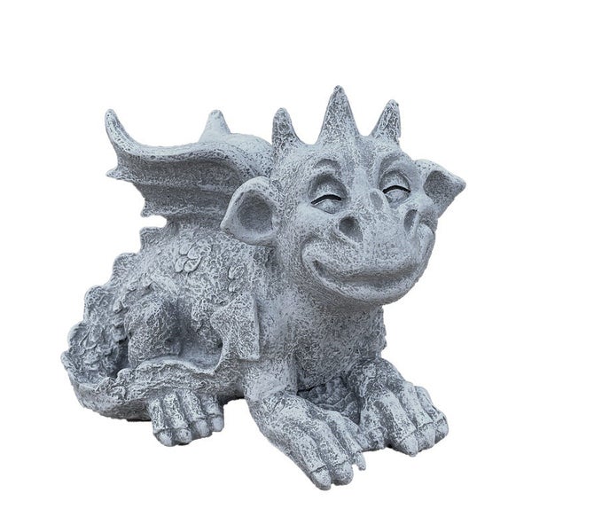 Gartenfigur Drache aus wetterfestem Steinguss als Dekoration für den Garten