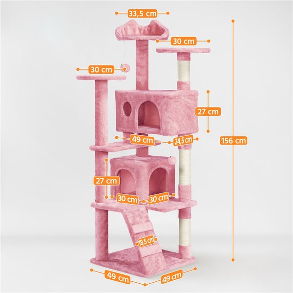 Rosa Kratzbaum mit verschiedenen Ebenen und Kratzsäulen