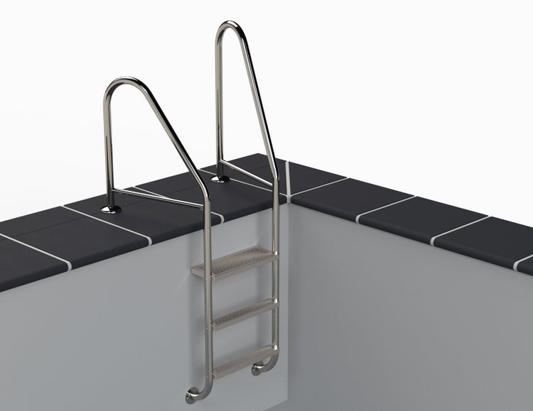 Schwimmbadleiter aus Metall mit drei Stufen