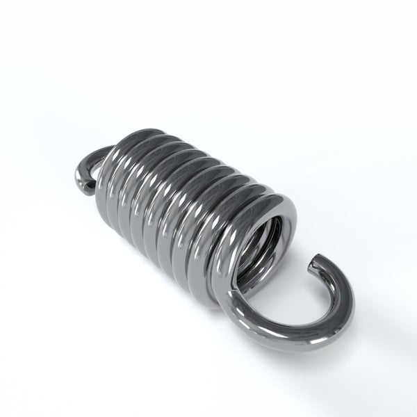 Eine metallene Zugfeder mit Hakenenden für mechanische Anwendungen.