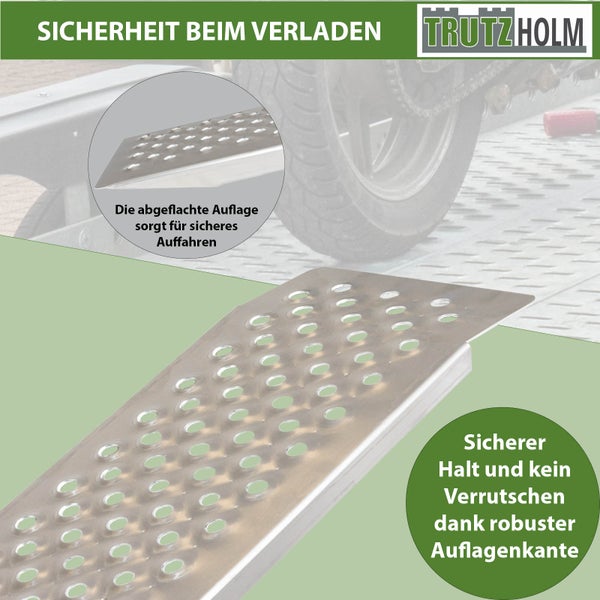 TRUTZHOLM 2 x Alu Auffahrrampen 150 x 21,5 cm 200 kg rutschhemmend starr Fahrradrampen Verladerampen