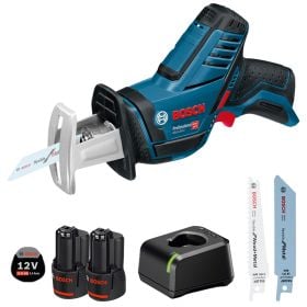 Bosch Professional Akku Säbelsäge 12 Volt Set mit zwei Akkus Ladegerät und zwei Sägeblättern