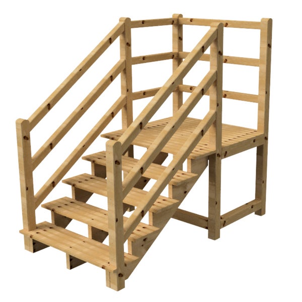 Holztreppe mit Geländer für den Gartenbereich