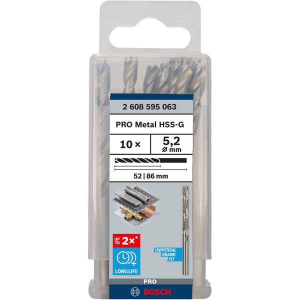 Bosch PRO Metal HSS-G Spiralbohrer 5,2 x 52 x 86 mm - 2608595063