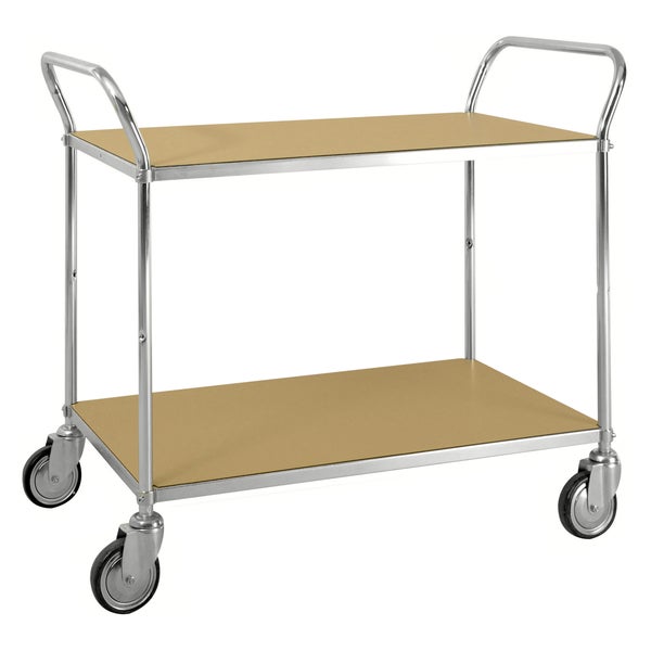 Servierwagen mit zwei Ablageflächen und Rollen