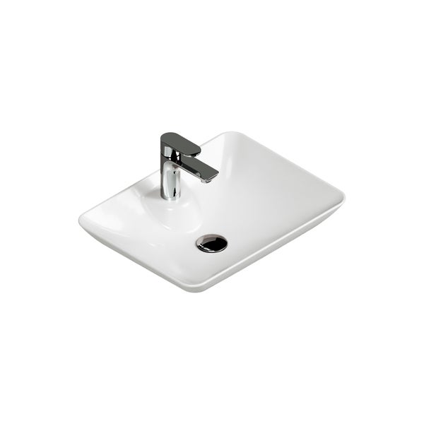 Aqua Bagno Leon Aufsatzwaschbecken – 64,4 cm – Keramik – Weiß Hochglanz – KB.LEON.002