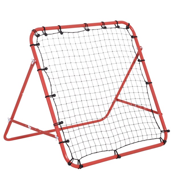HOMCOM Fußball Rebounder, Kickback Tor, Verstellbarer Winkel, 96 x 80 x 96 cm, Metallrohr, PE Gewebe,  Rot+Schwarz