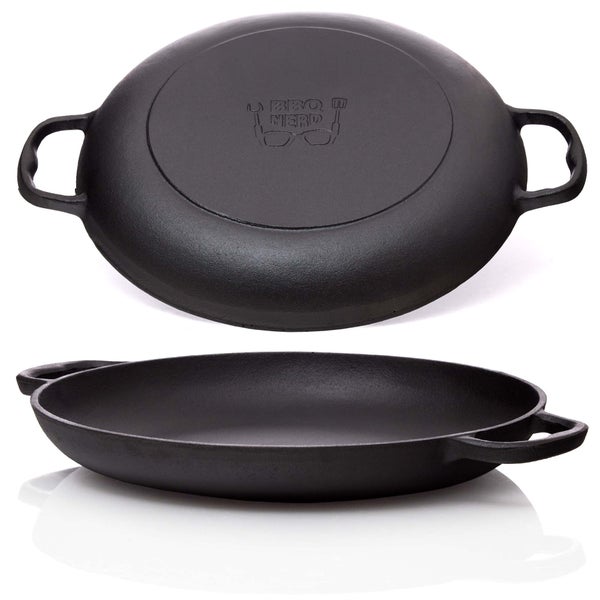 BBQ Nerd Paellapfanne aus Gusseisen Ø 36 cm (6 Personen) | Antihaftpfanne mit Flachboden für traditionelle spanische Paella | Gusspfanne für Grill Feuerstelle Herd einschl. Induktion