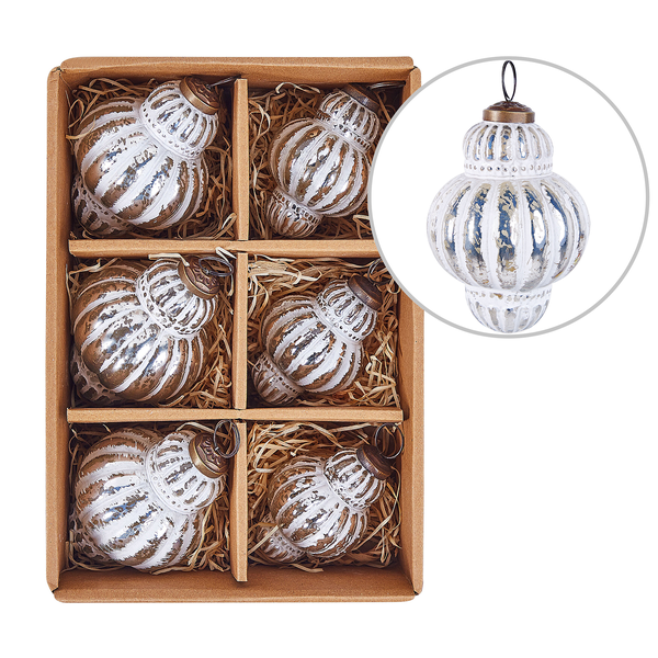 Weihnachtskugel 6er Set CREMEUX Glas Silber