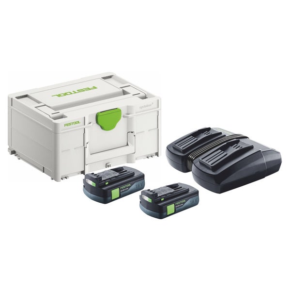 Festool Energie Set 2x BP 18 Li 3,0 C Akku 18 V 3,0 Ah / 3000 mAh Li-Ion ( 2x 577658 ) + TCL 6 DUO Doppel Ladegerät ( 577017 ) + Systainer