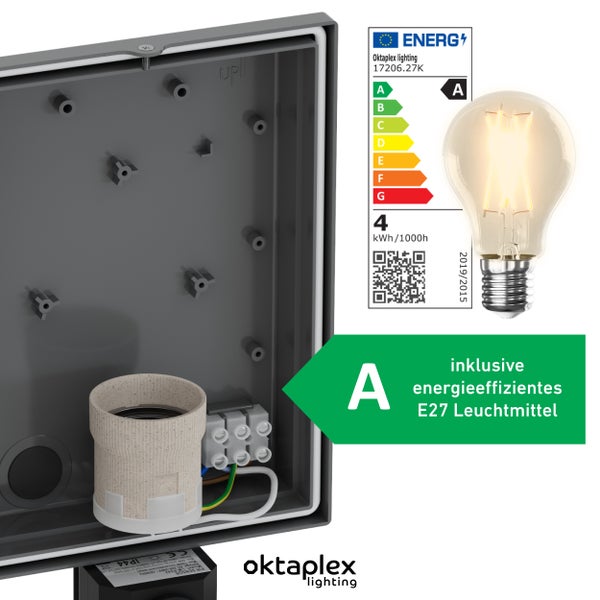 Oktaplex Alto Außenlampe mit Bewegungsmelder inkl. E27 Leuchtmittelwarmweiß Anthrazit