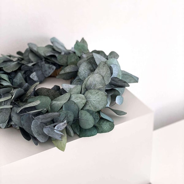 Adventskranz Trockenblumen Eukalyptus green