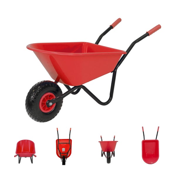 Rote Schubkarre für Gartenarbeiten