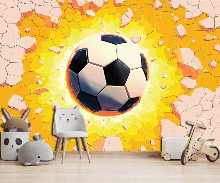 Fototapete Kinderzimmer Junge Fußball 3D Effekt Vlies Tapete 300x210 cm