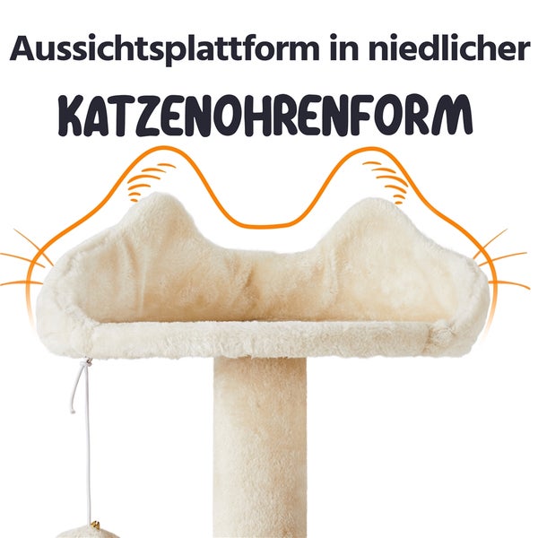 Katzenkratzbaum mit Aussichtsplattform in Katzenohrenform