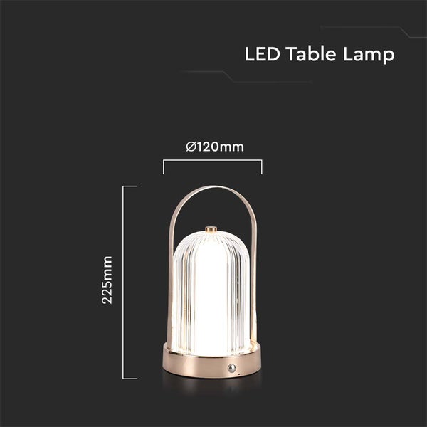 LED-Tischleuchte mit den Maßen 225 mm Höhe und 120 mm Durchmesser
