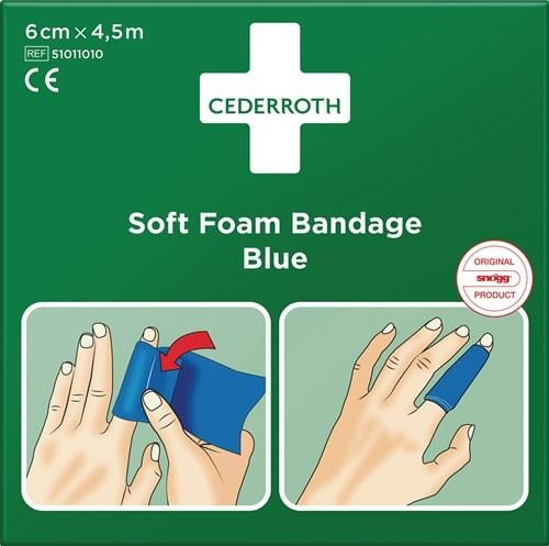 Cederroth Softschaum-Verband, blau, 6 cm x 4,5 m, zur Wundversorgung