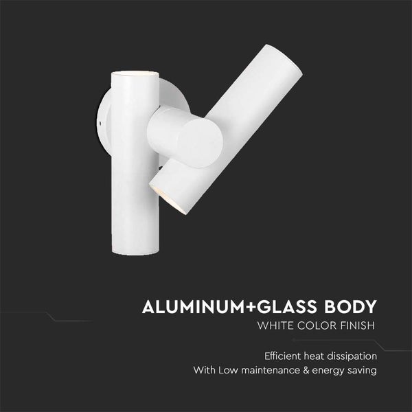 Weiße Wandleuchte aus Aluminium und Glas