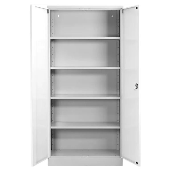 PROREGAL Stahlschrank Bee 6 Fachböden HxBxT 195 x 92 x 50 cm Pulverbeschichtetes & Verstärktes Fachbodenmaterial Grau & Weiß