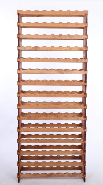 Weinregal VINOTECA FLEX PRO HxBxT 205x84x28cm 120 Flaschen auf 15 Ebenen Massives Kiefernholz Braun geölt