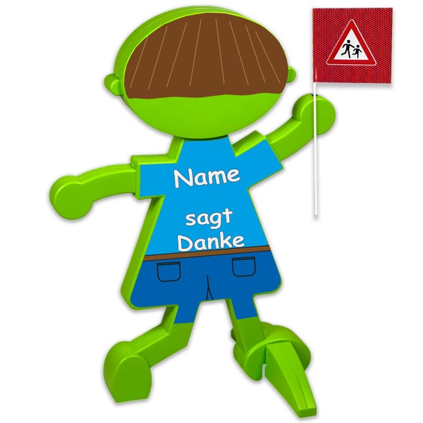 3D Warnschild Lisa Brems und Luca Brems Sicherheit Vorsicht spielende Kinder reflektierende Verkehrsfiguren / rot / Wunschtext | Wunschtext