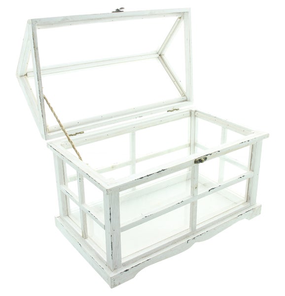 FRANK FLECHTWAREN | Gewächshaus Shabby, HOLZ, 37 x 21 x 31 cm