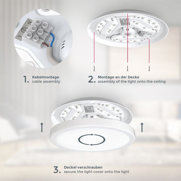 Deckenlampe Ø28 cm - 18W, 2000lm, LED, neutralweiß, weiß