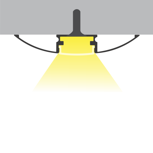 TIVENDIS Led Alu Profil 2 m KK mit Zubehör für Strip / Streifen bis 12 mm breit | Abdeckung schwarz  |  Einabu Aufputz Sockelleiste Fußleiste Bodenleiste eloxiert