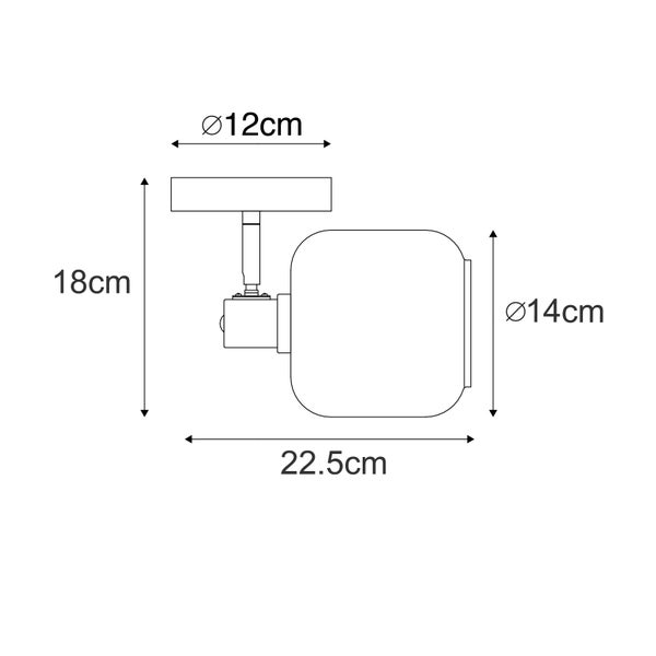 Technische Zeichnung einer Deckenleuchte mit Maßangaben