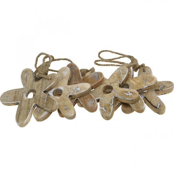 Dekorative Holzblumen-Girlande mit Kordelaufhängung