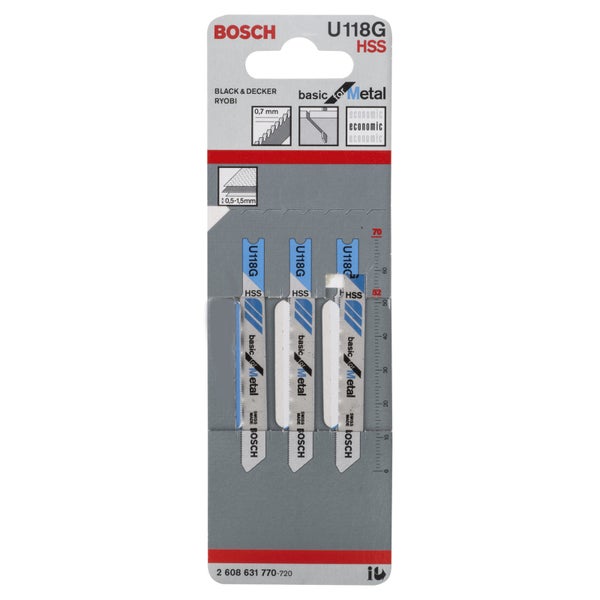 Bosch 3x Stichsägeblatt U 118 G Basic for Metal - 2608631770