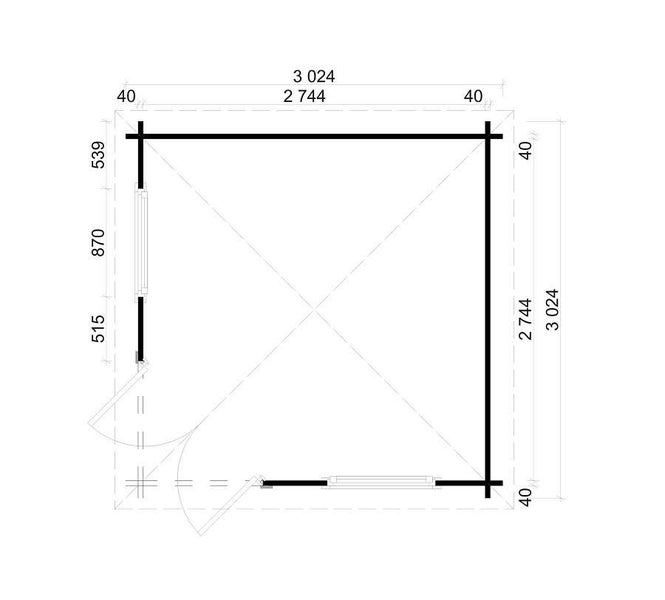 Alpholz 5-Eck Gartenhaus Viking ISO Gartenhaus aus Holz in natur, Holzhaus mit 40 mm Wandstärke, Blockbohlenhaus mit Montagematerial imprägniert 3,3x3,3m