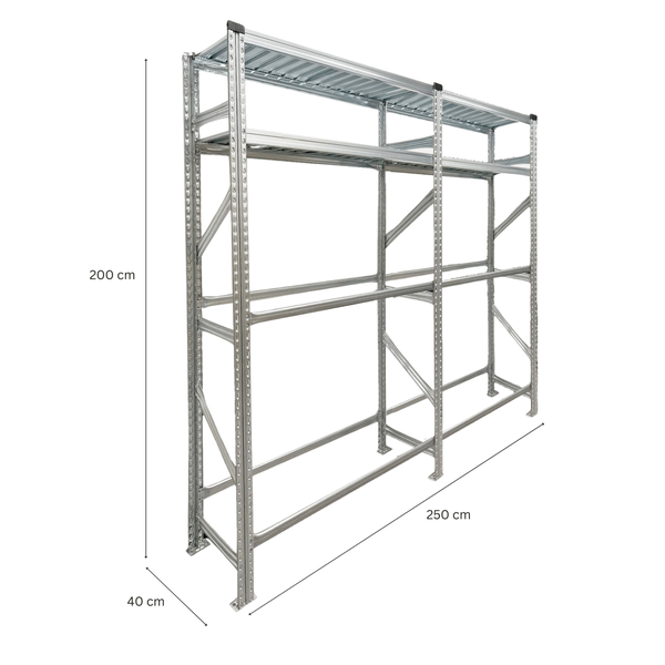 PROREGAL Reifenregal Proximo 200x240x40cm bis zu 24 Reifen auf 2 Ebenen + 2 Ablagen Verzinkt
