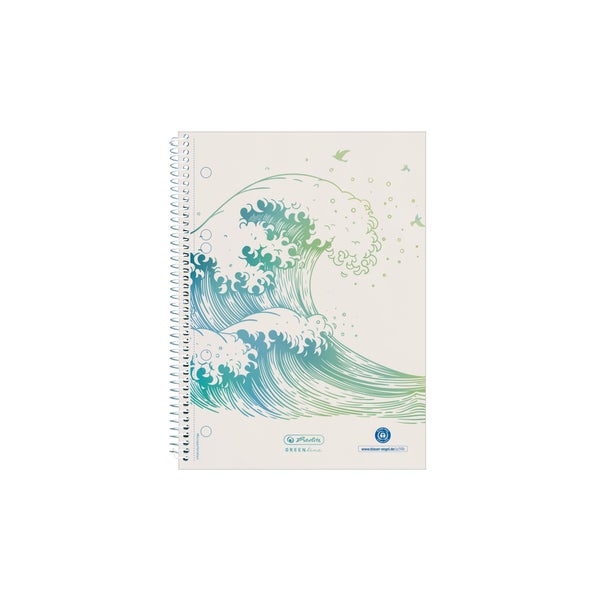 Herlitz Spiralblock A5 70 Blatt kariert GREENline Welle