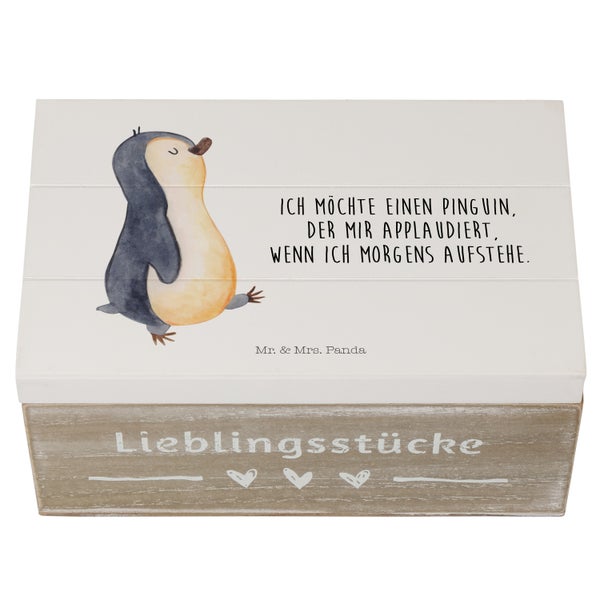 Mr. & Mrs. Panda 19 x 12 cm Holzkiste Pinguin marschieren - Weiß