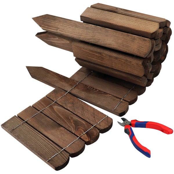Holzzaun Rolle mit Draht und Seitenschneider